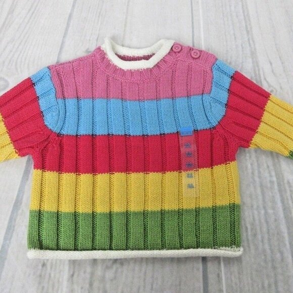 The Children's Place Sz 0-3 Months Knitted Sweater Striped Multi-Colored Girl - Picture 1 of 6